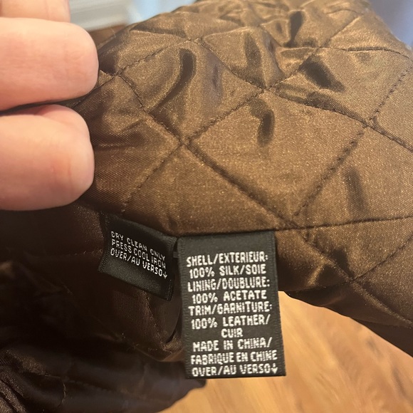 Linda Allard Ellen Tracy Quilty Long Coat w/Leather Trim and belt - Picture 11 of 15